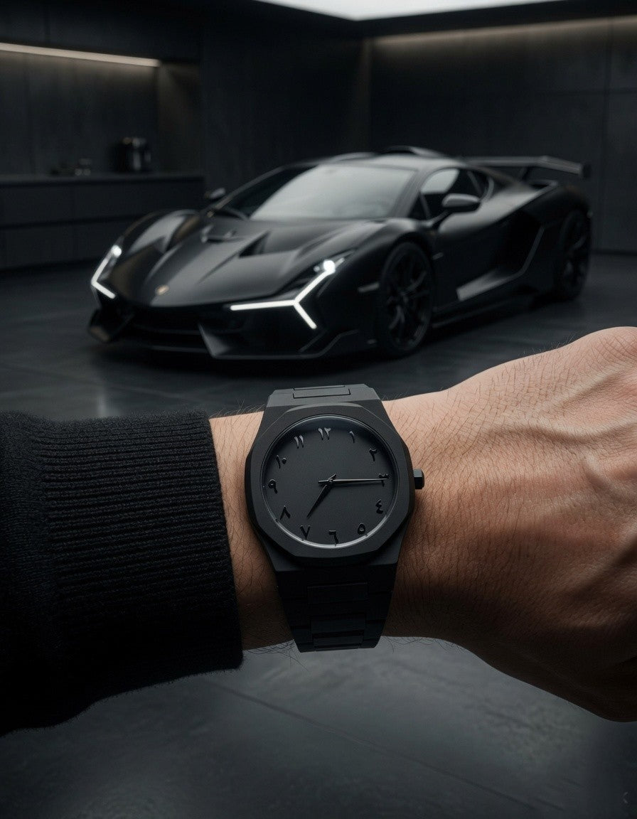 Midnight Black Arabic Timepiecel
