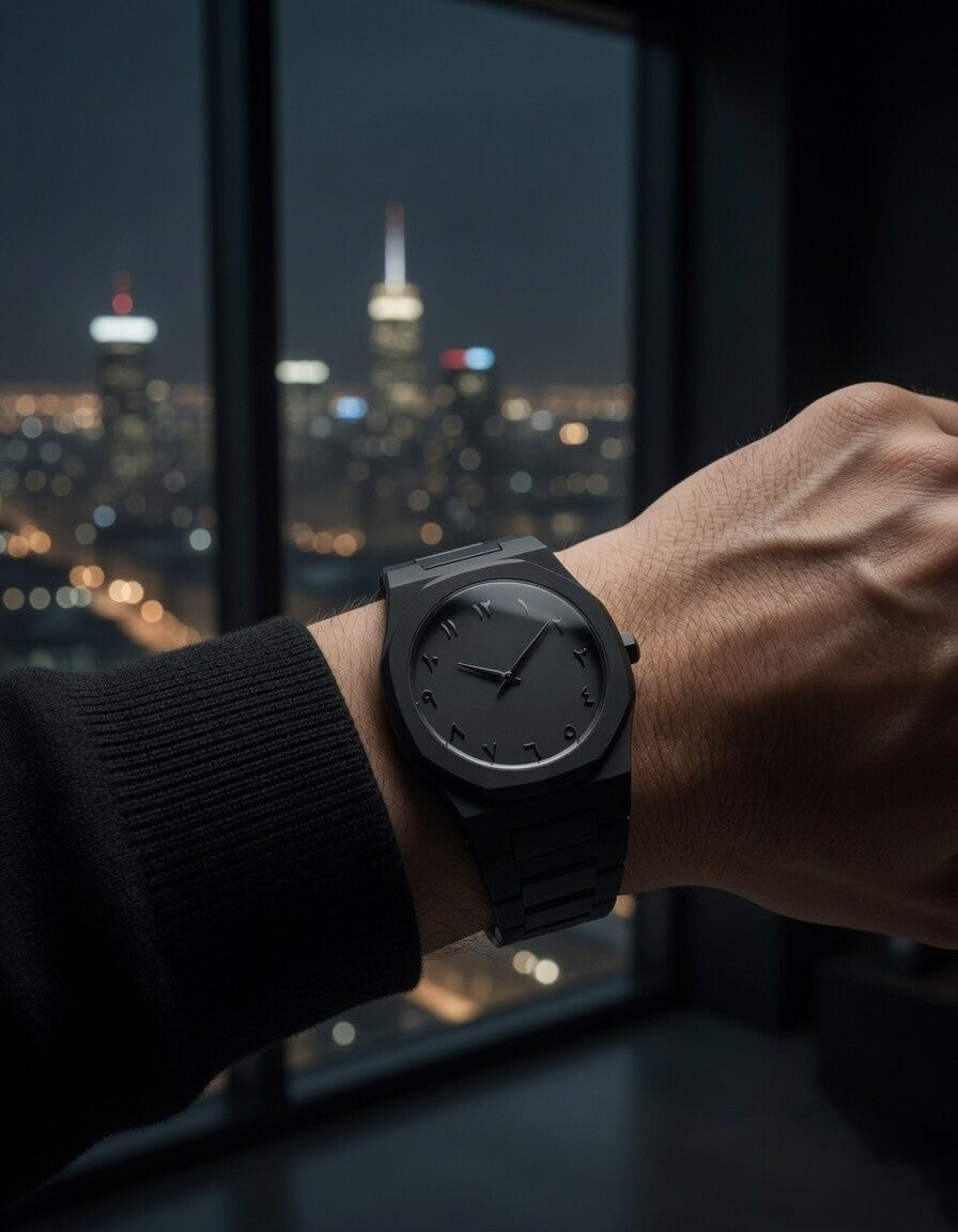 Midnight Black Arabic Timepiecel